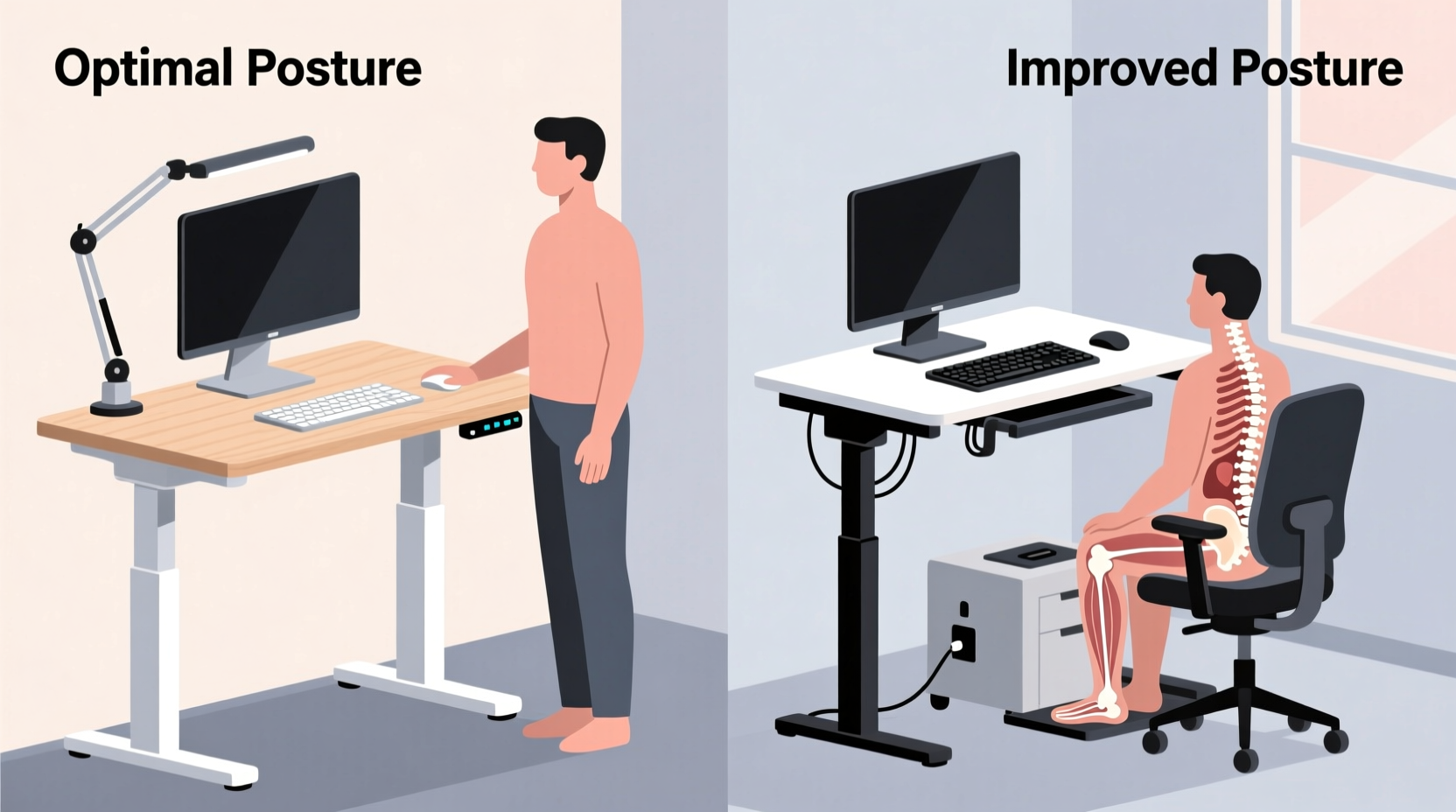 standing desks vs sit stand converters which improves posture more