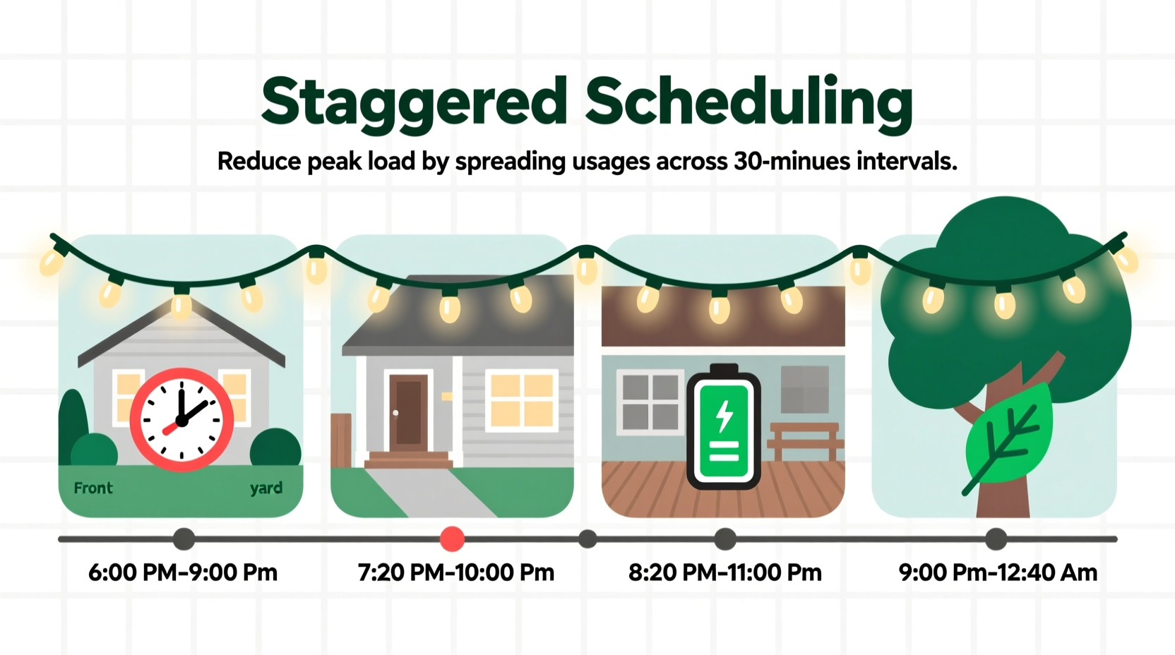 how to stagger christmas light timers for energy savings