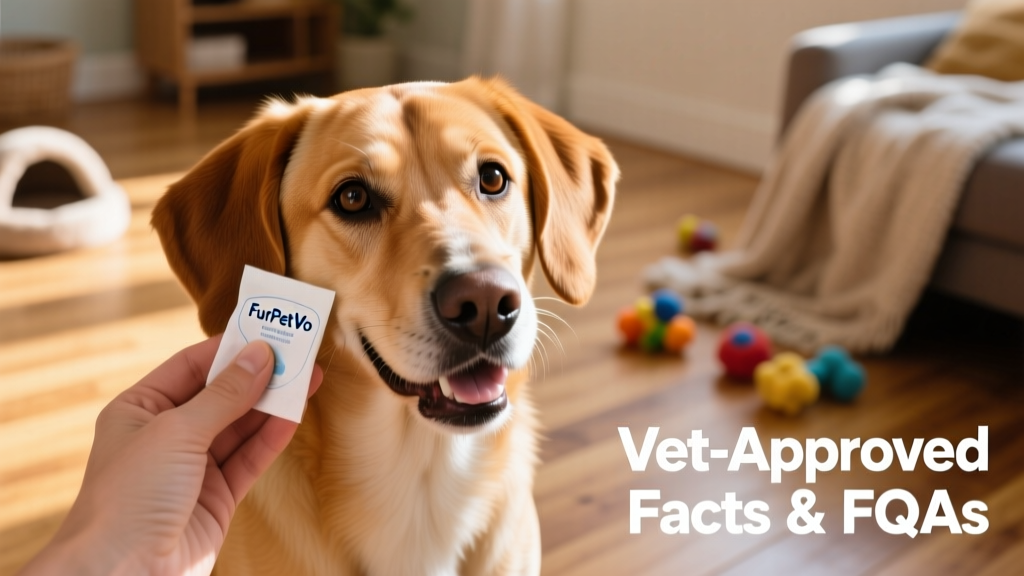 Close-up of a happy, healthy dog with clean, naturally floppy ears being gently wiped with a FurPetVo ear wipe