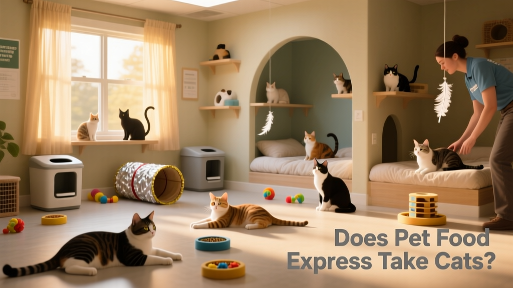 A volunteer-led cat rescue facility with cozy cat rooms, litter stations, and enrichment toys