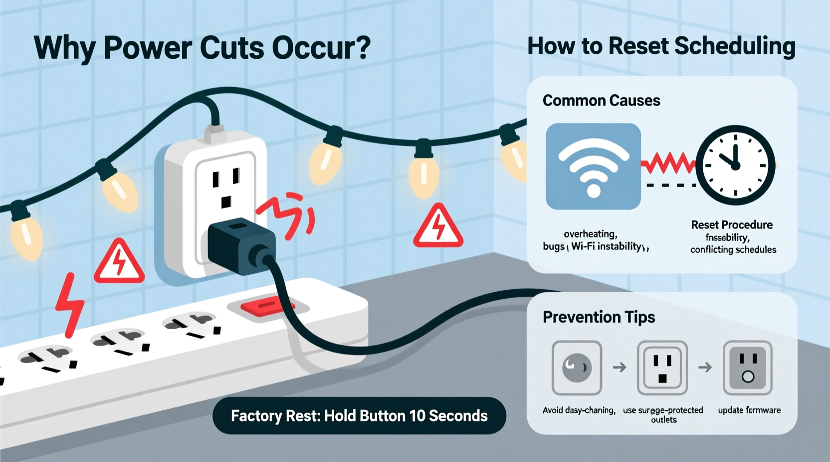 why is my smart plug cutting power to christmas lights at random times and how to reset scheduling