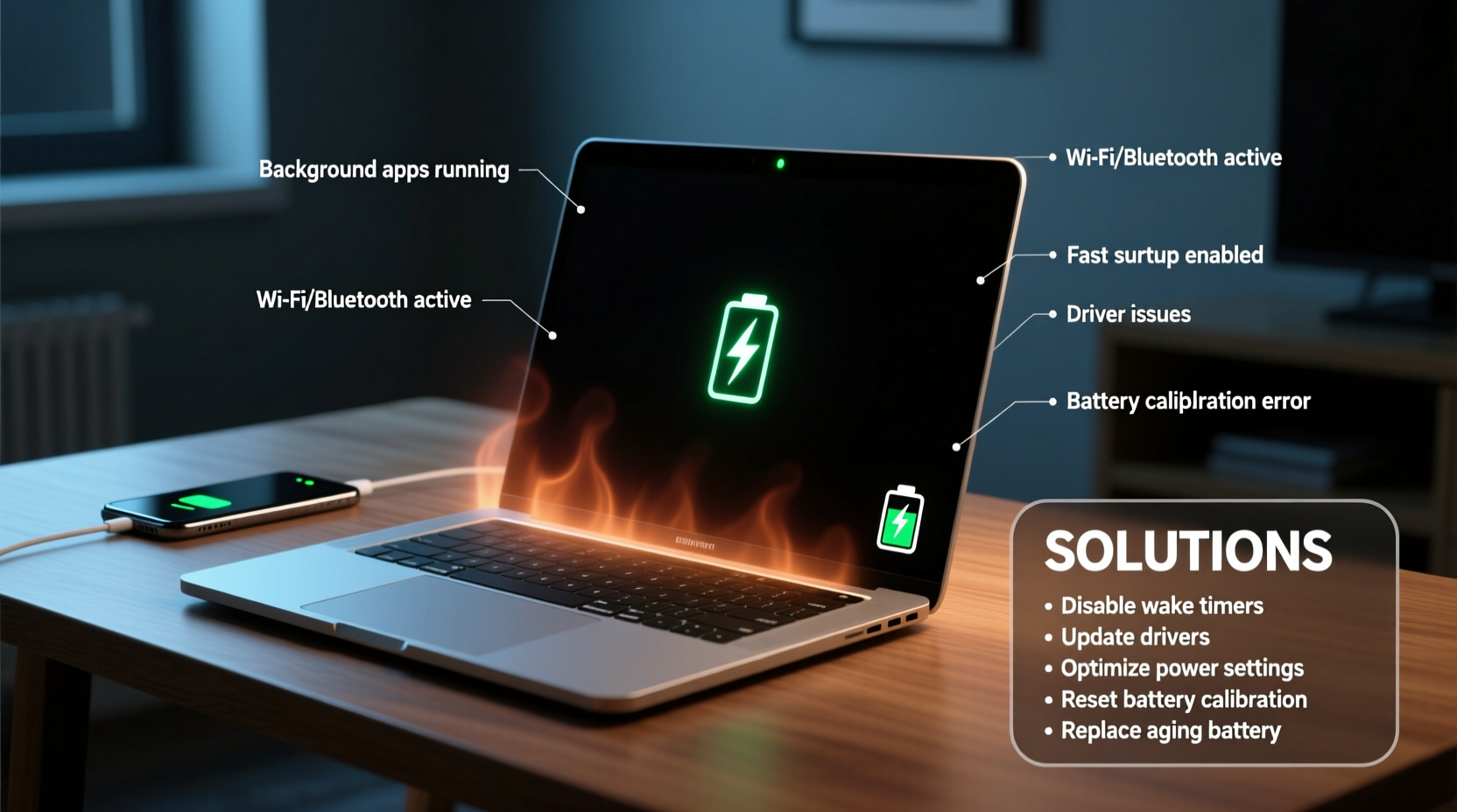 why does my laptop battery drain so fast when sleeping causes and fixes