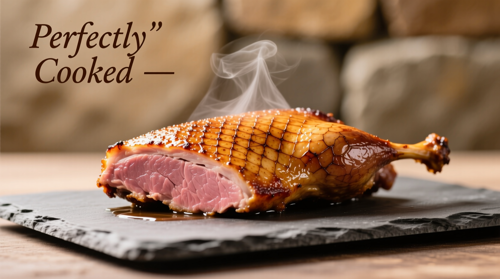 Perfectly cooked duck breast with crispy skin