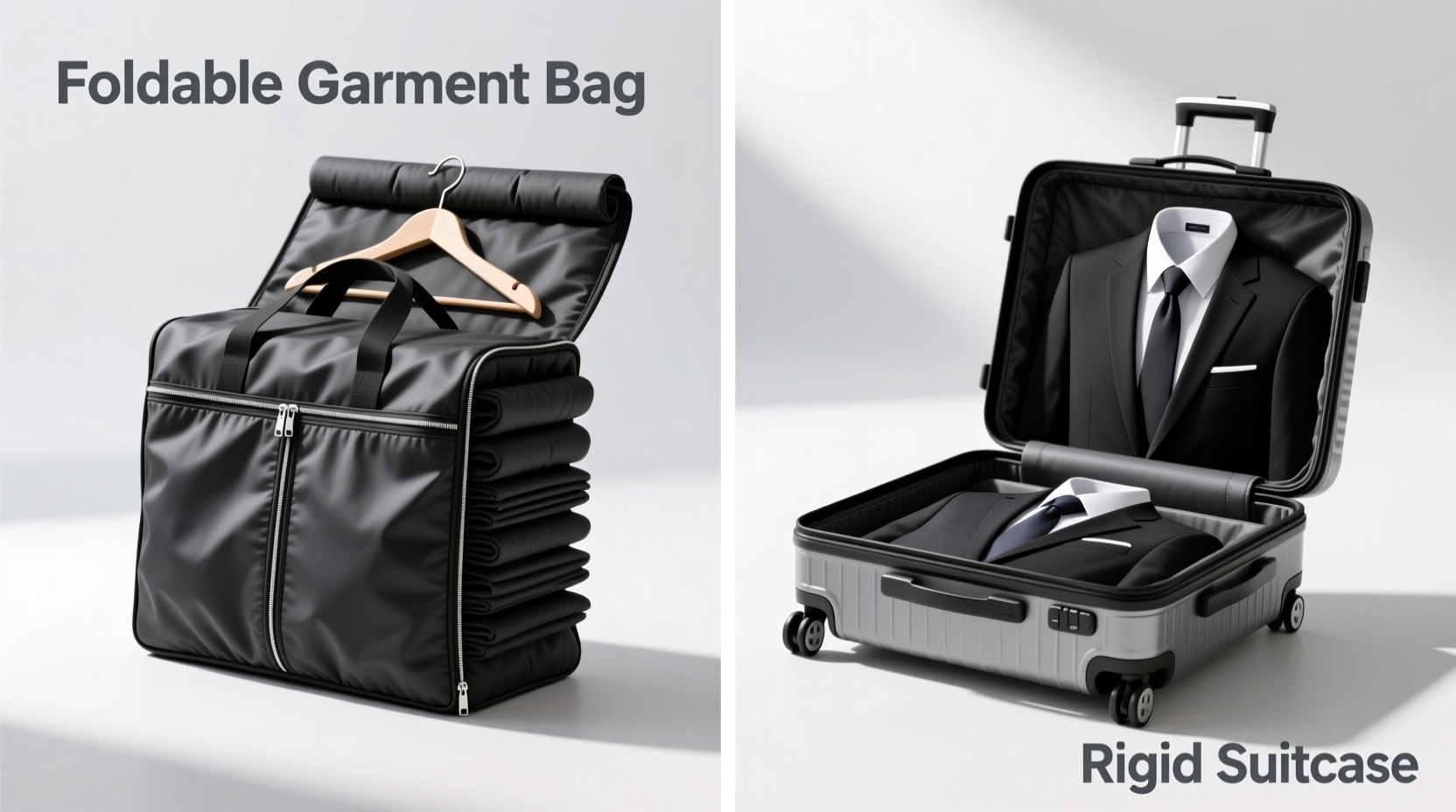 closet organization tips garment bag vs suitcase