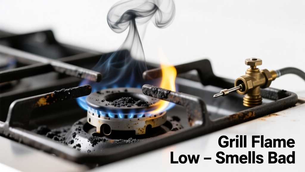 Grill Flame Low & Smells Bad: Quick Diagnosis