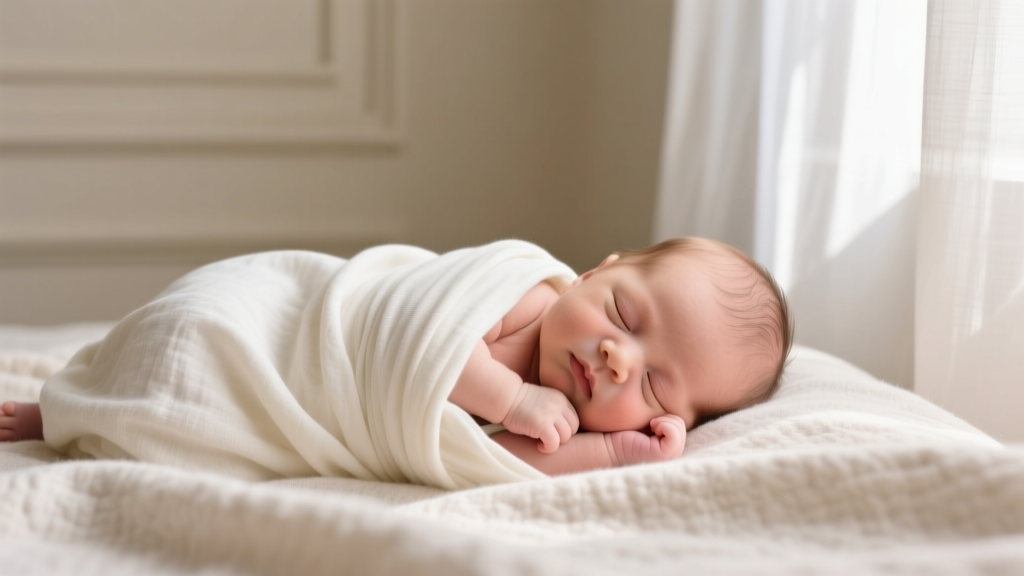 Baby's ankle wearing a knotted Baltic amber anklet, showing a safe alternative to necklaces in a bright, sunlit modern nursery.