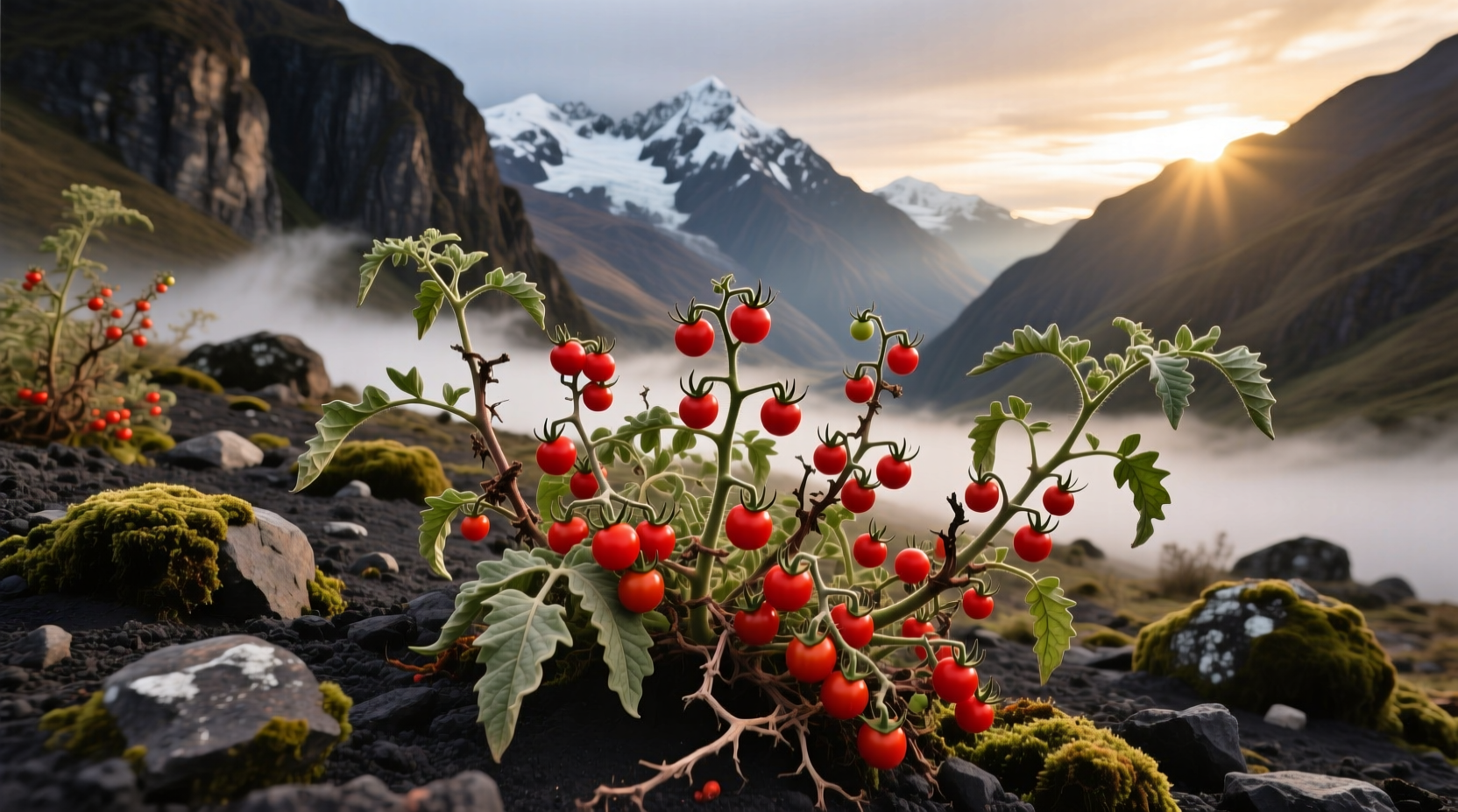 Wild tomato plants growing in Andean region