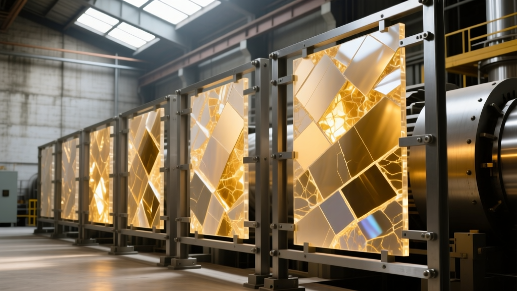Rigid phlogopite mica boards mounted on steel framing inside a high-heat industrial generator room for acoustic damping.