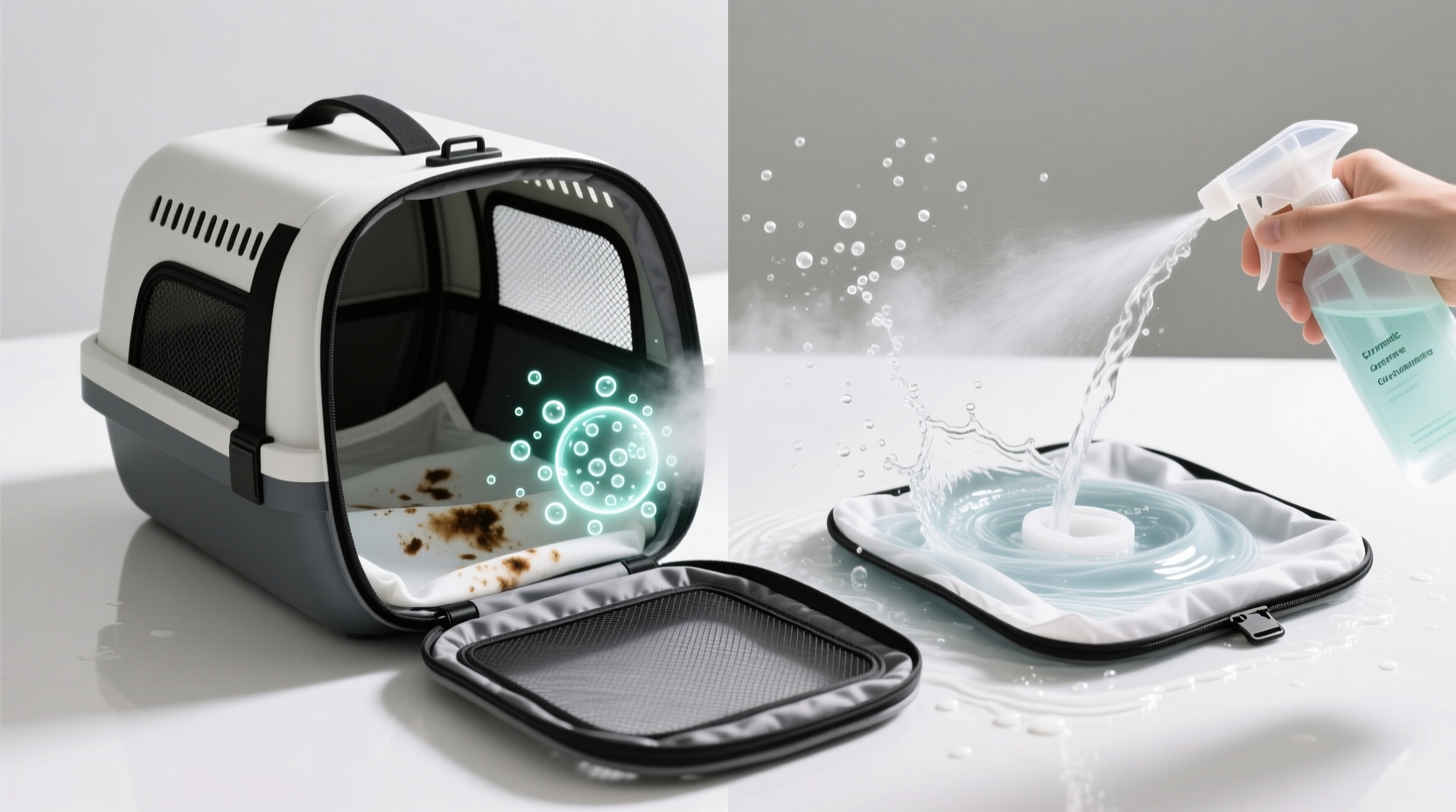 how to clean deodorize pet travel carriers