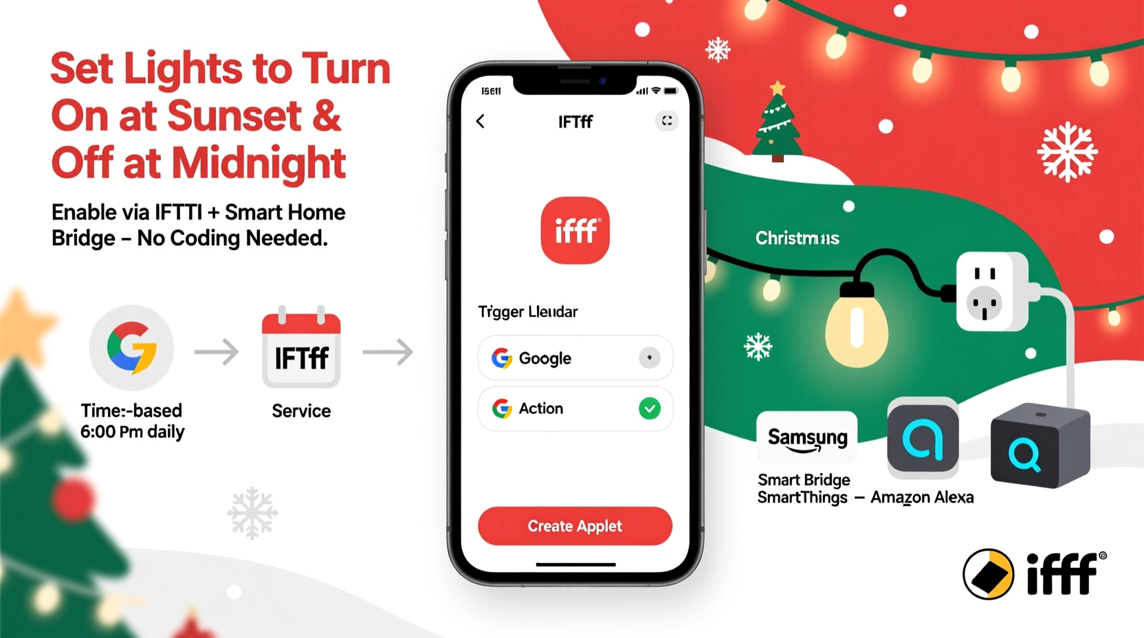 how to set a schedule for christmas lights using ifttt and smart home bridges