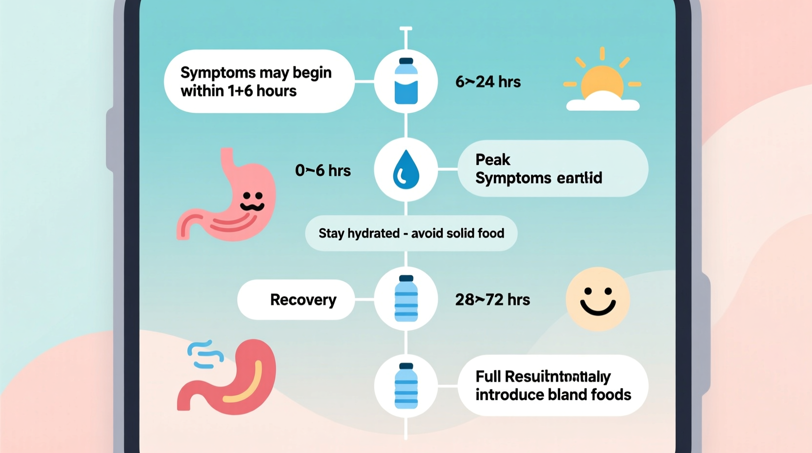Food poisoning recovery timeline infographic