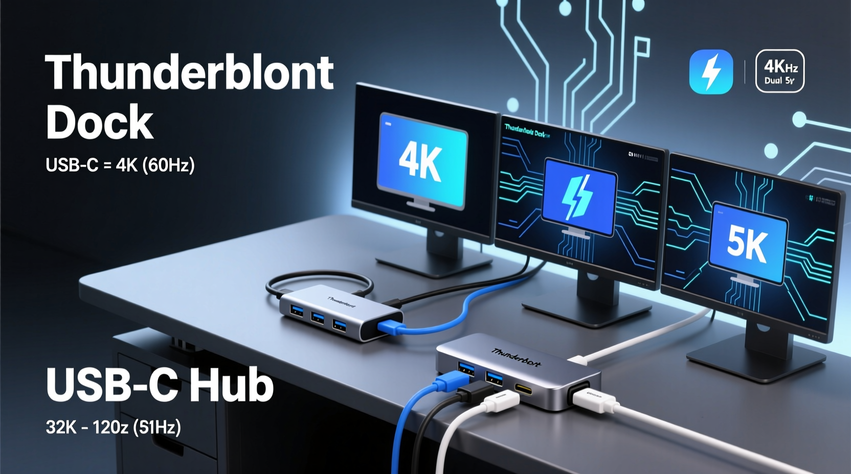 usb c hub vs thunderbolt dock which supports more external monitors