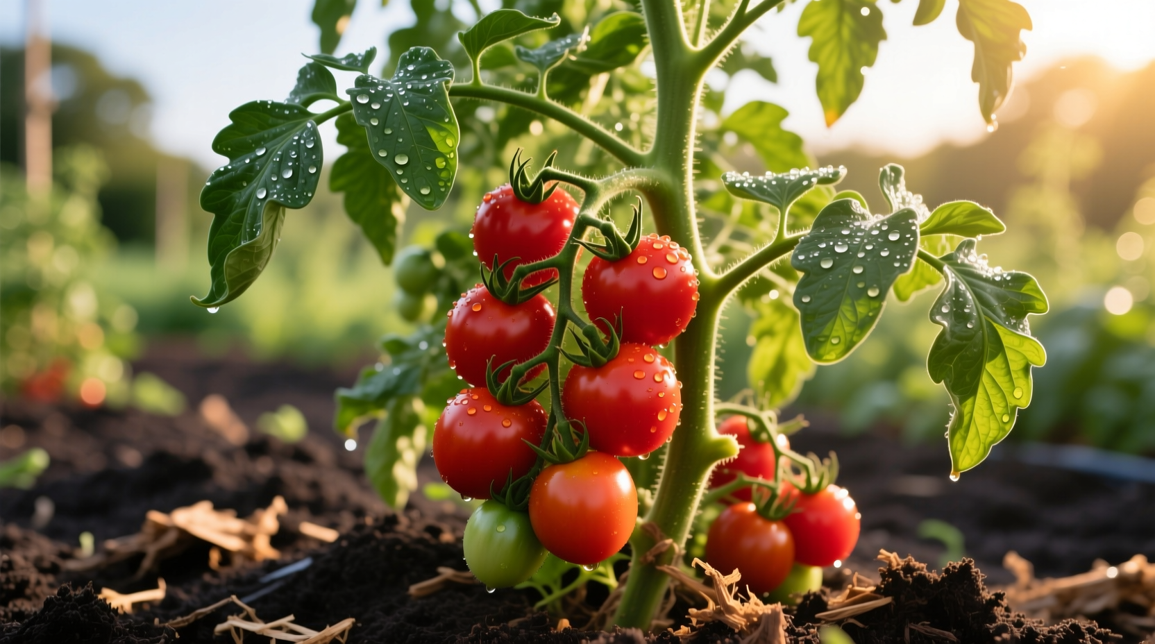Tomato plants thriving with proper fertilization