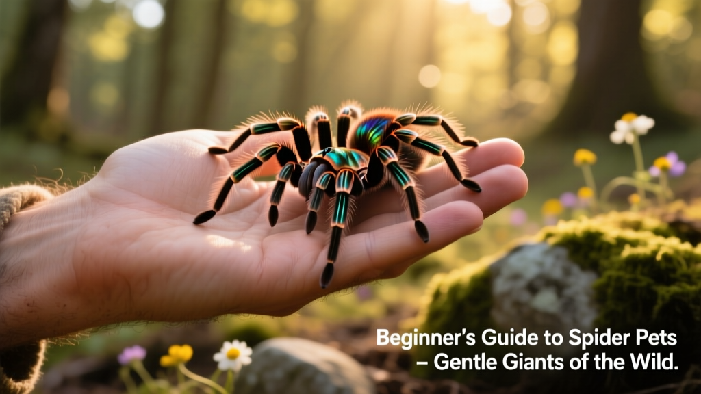 Person gently holding a tarantula on an open palm, with natural lighting and a soft background