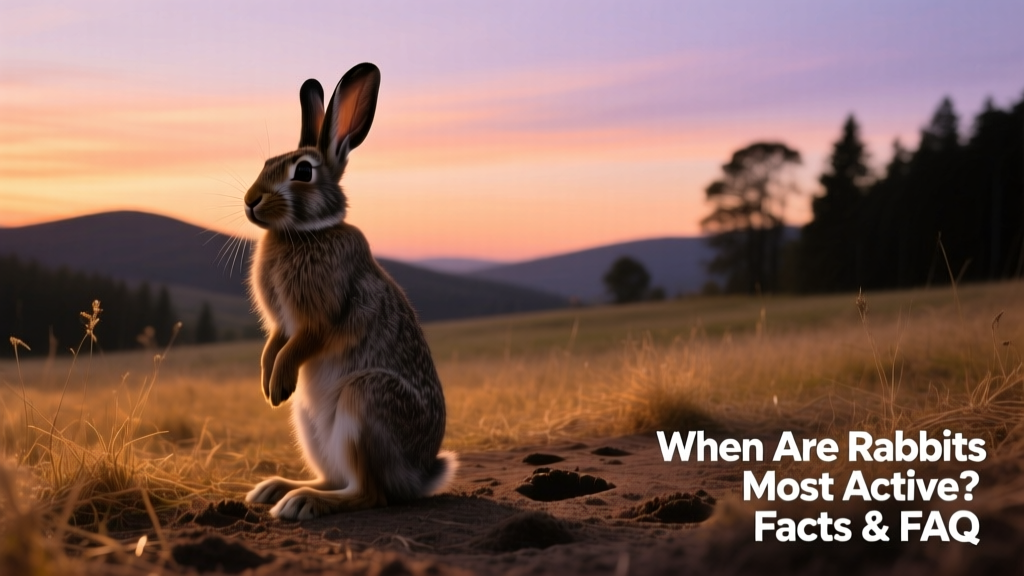 A wild rabbit sitting alert at twilight, silhouetted against a soft orange sky