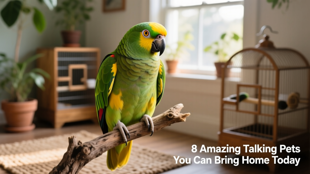 Senegal Parrot sitting upright on a natural branch, making eye contact with visible curiosity