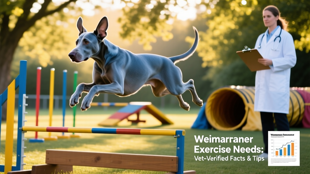 Weimaraner dog in an agility course