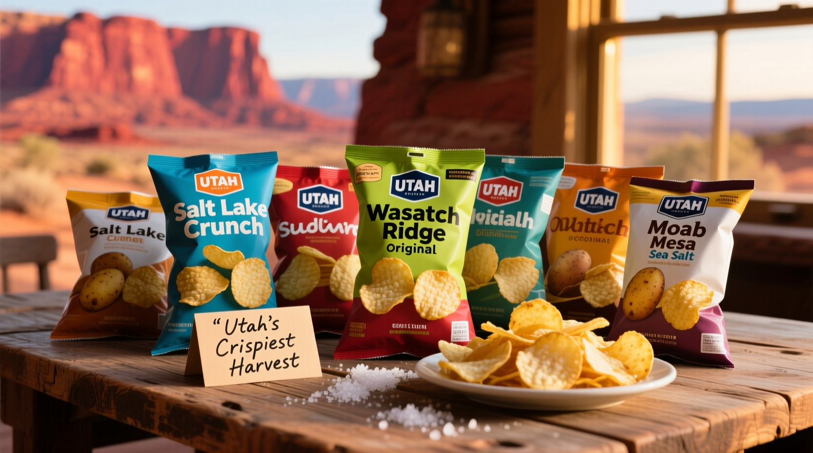Assortment of regional potato chip varieties from Utah