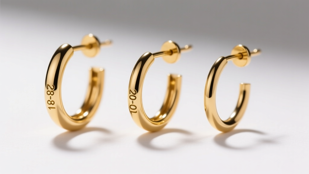 Macro photo of three gold earring wires showing 18, 20, and 22-gauge thicknesses side by side on a clean white background.