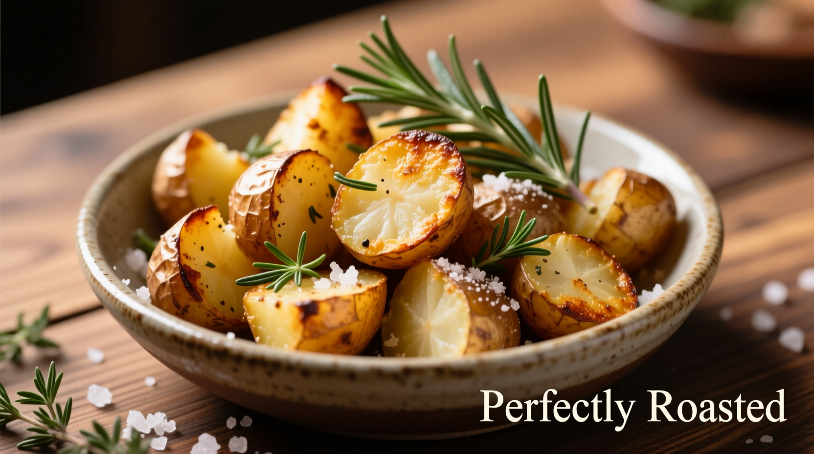 Perfectly roasted diced potatoes with herbs