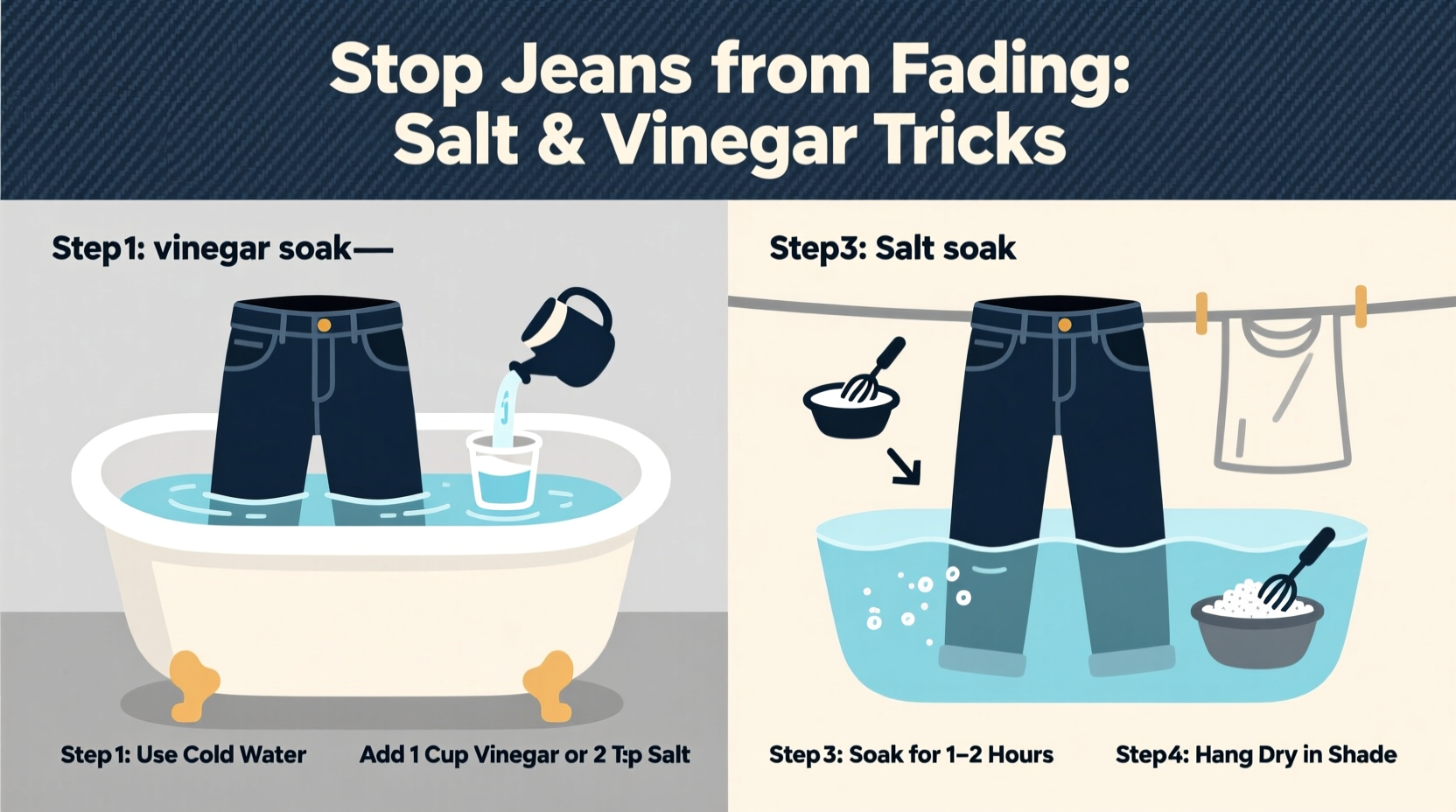 how to stop jeans from fading in the wash using salt and vinegar tricks