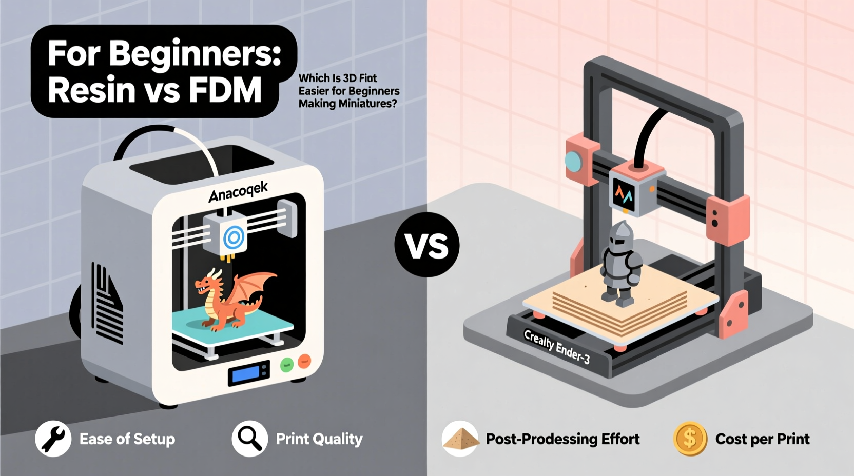 resin vs fdm 3d printer which is easier for beginners making miniatures