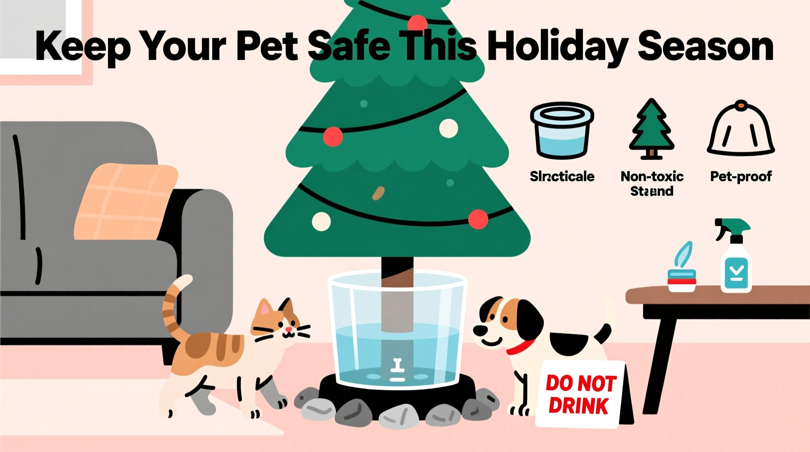 how to prevent pets from drinking water from the christmas tree stand