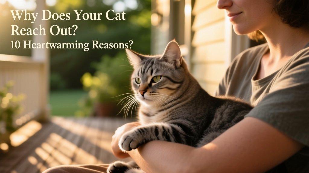 Cat resting its paw on a person's forearm while both sit calmly together