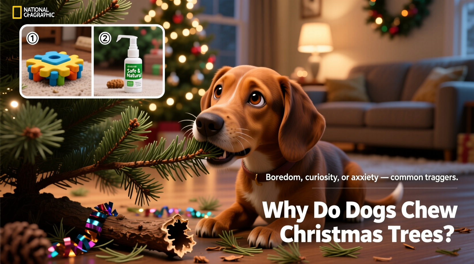 why does my dog chew christmas tree branches and how to stop destructive behavior