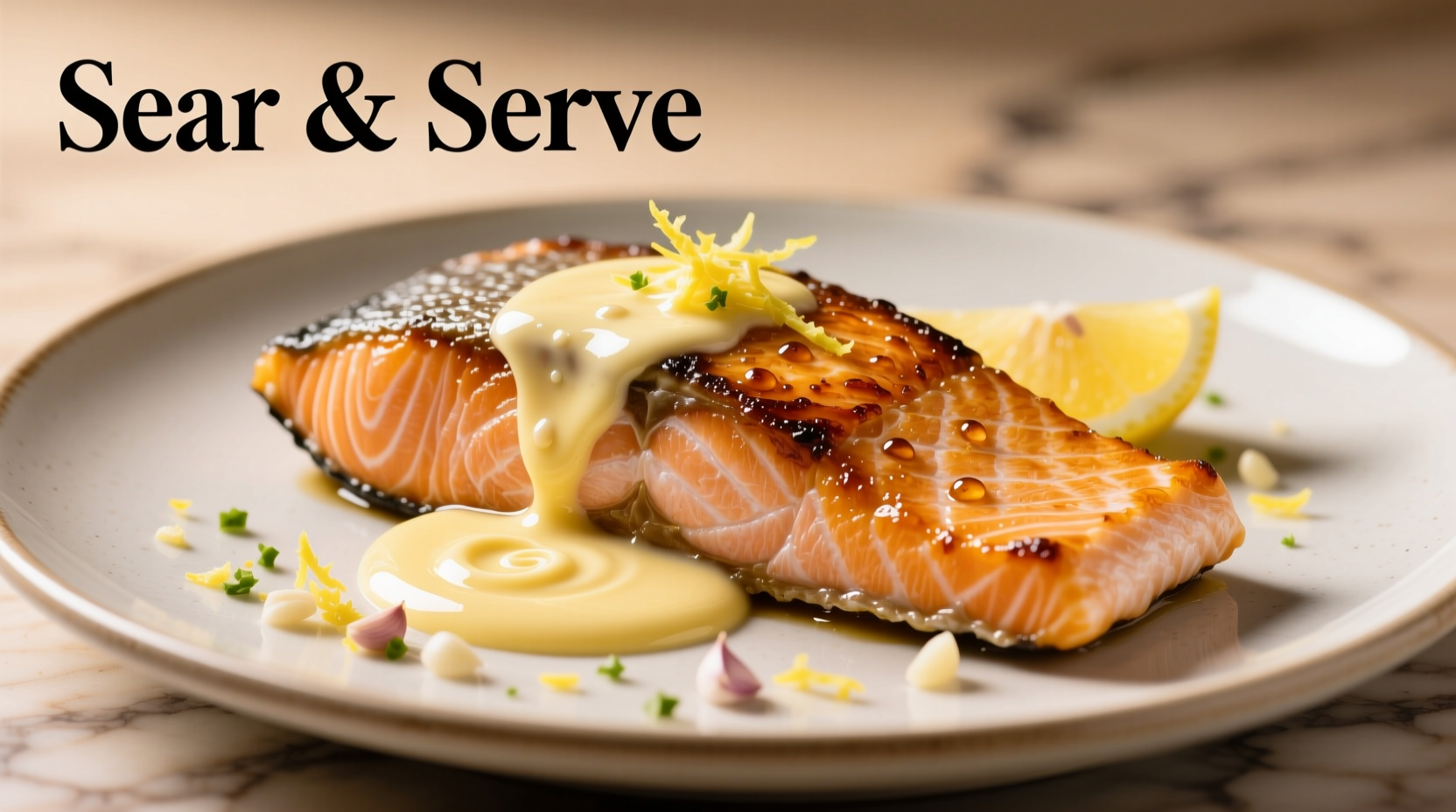 Perfectly seared salmon with garlic lemon butter sauce