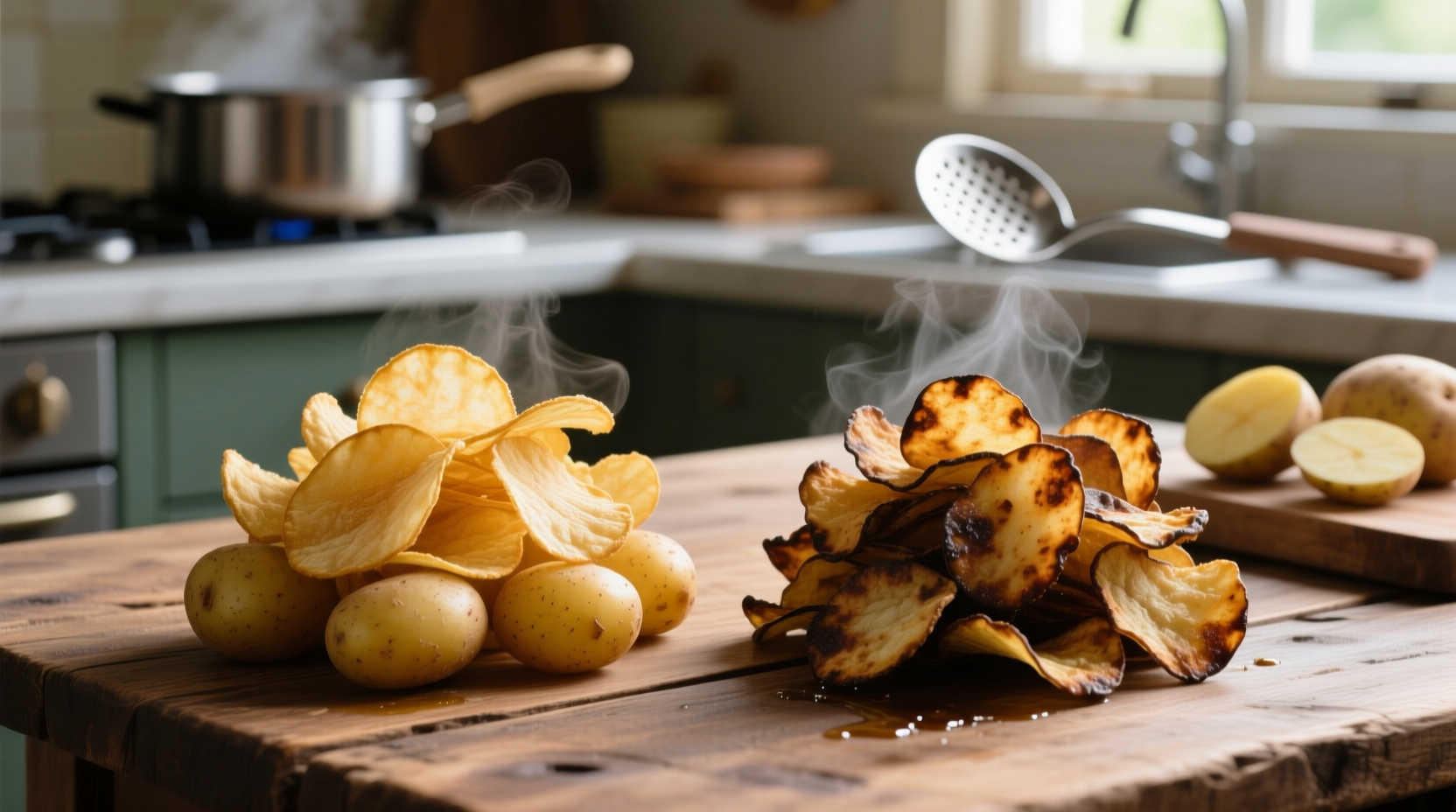 does pre blanching improve potato chips