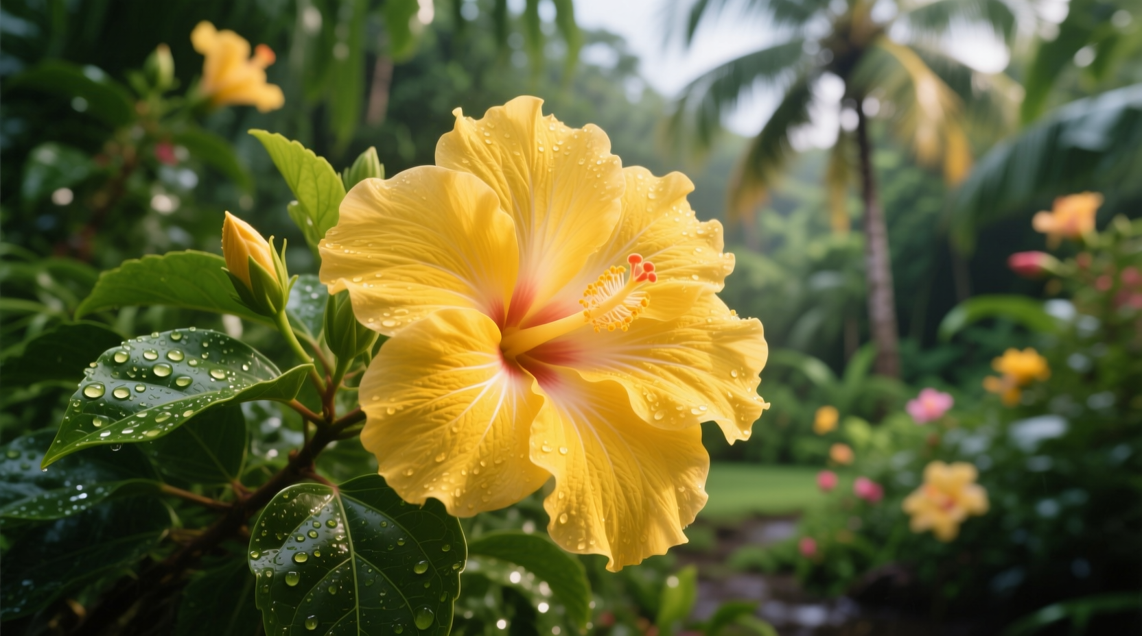 tropical yellow hibiscus