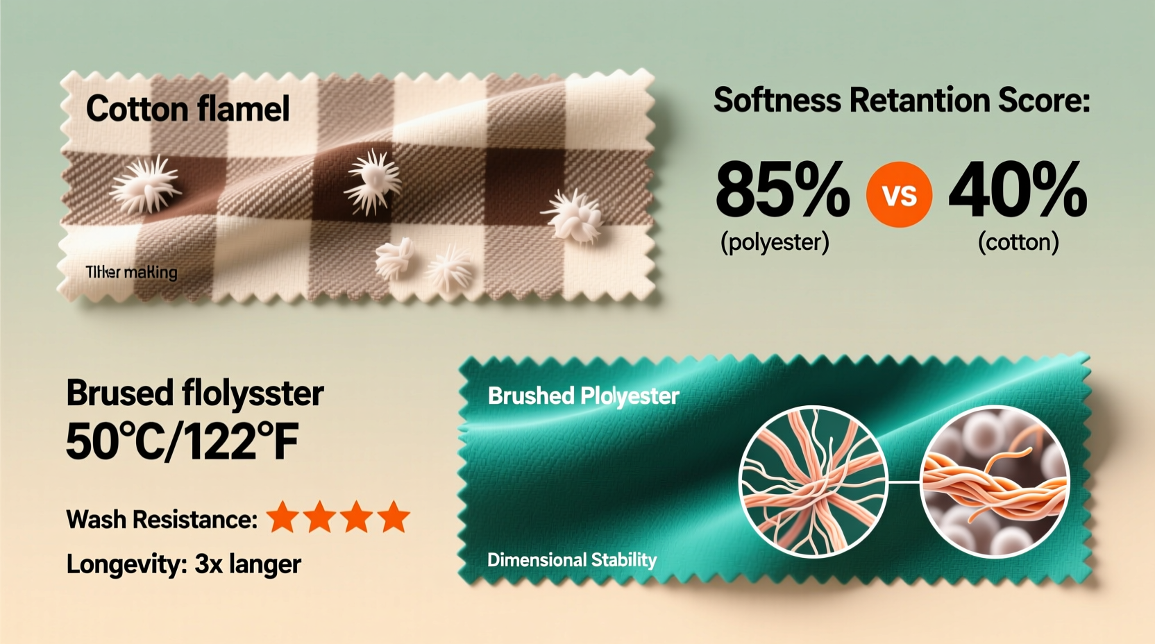 cotton flannel vs brushed polyester sheets which stays soft