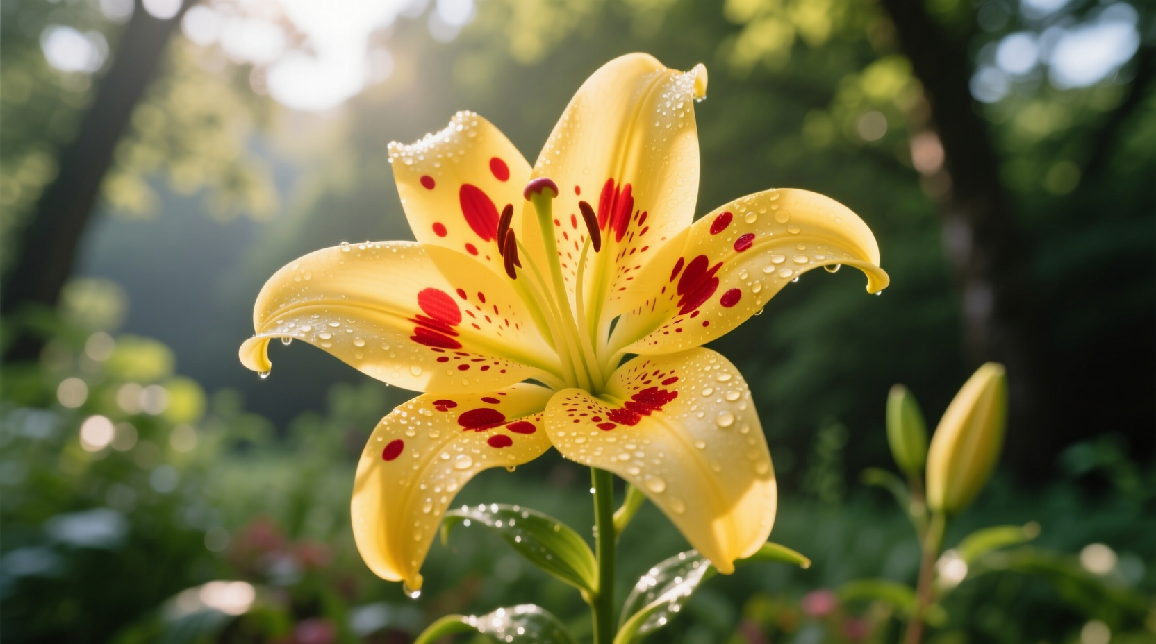 yellow lily with red spots