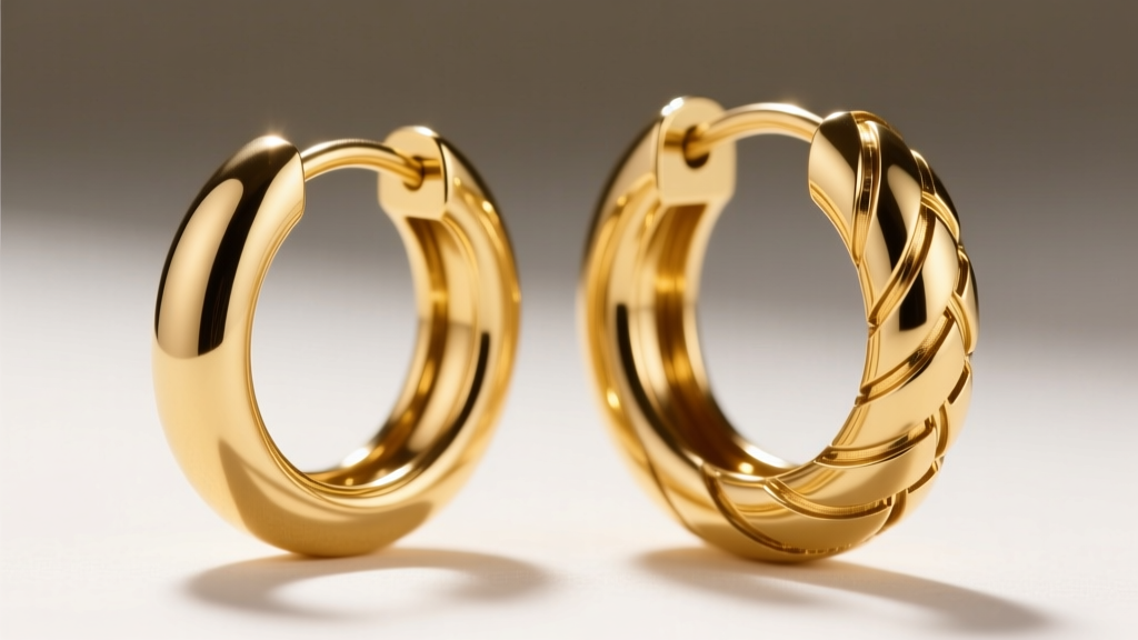 Macro shot of two gold hoop earring cross-sections, revealing a solid 16-gauge core next to a hollow, seamed tubing structure.
