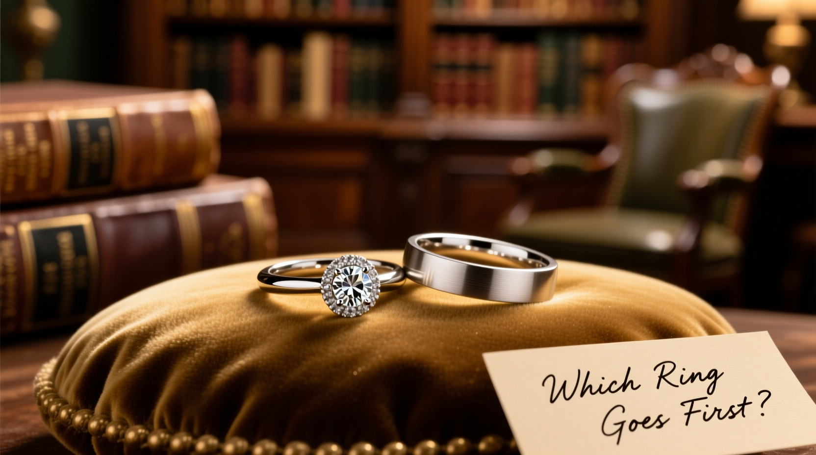 what goes on first the wedding band or engagement ring