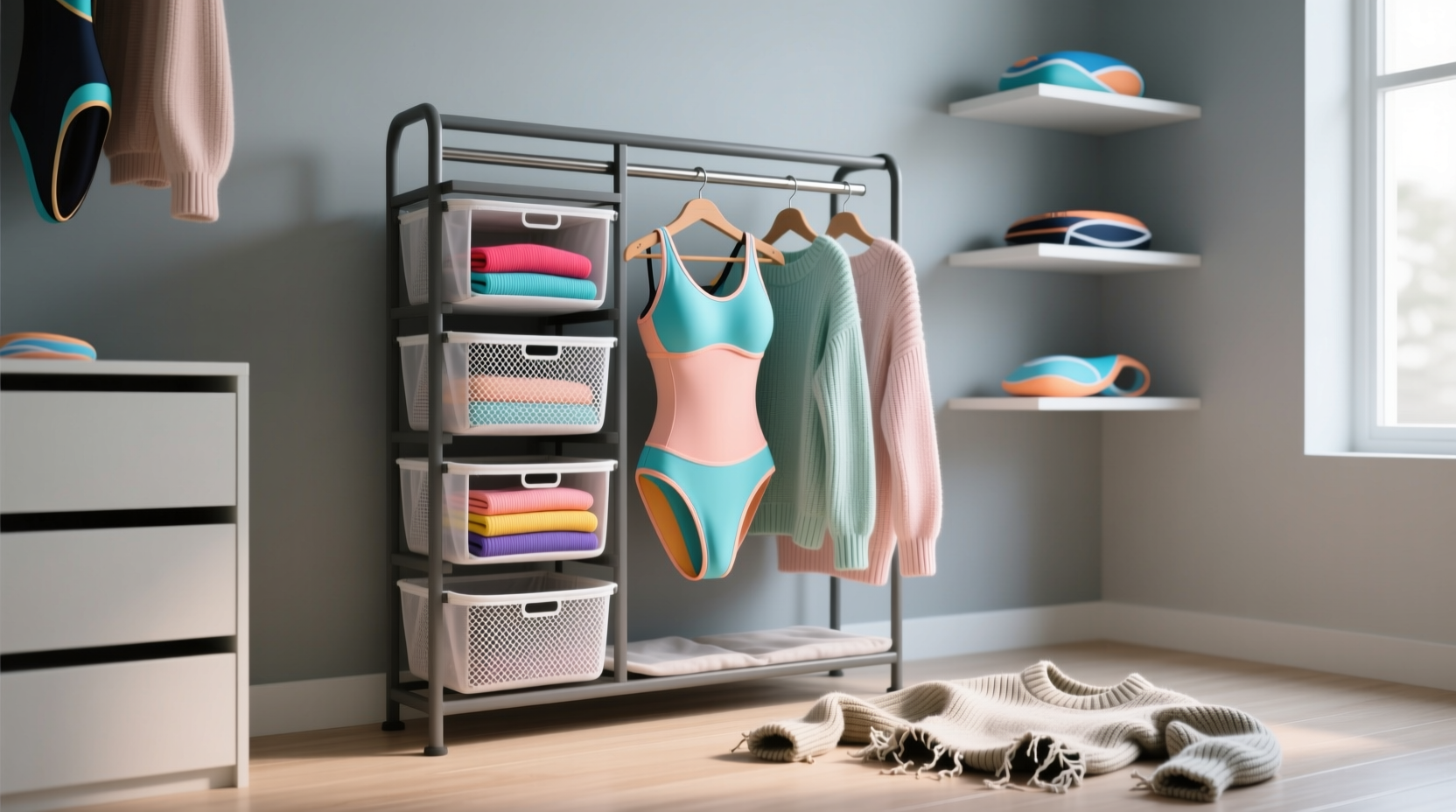 closet organization tips swimwear storage