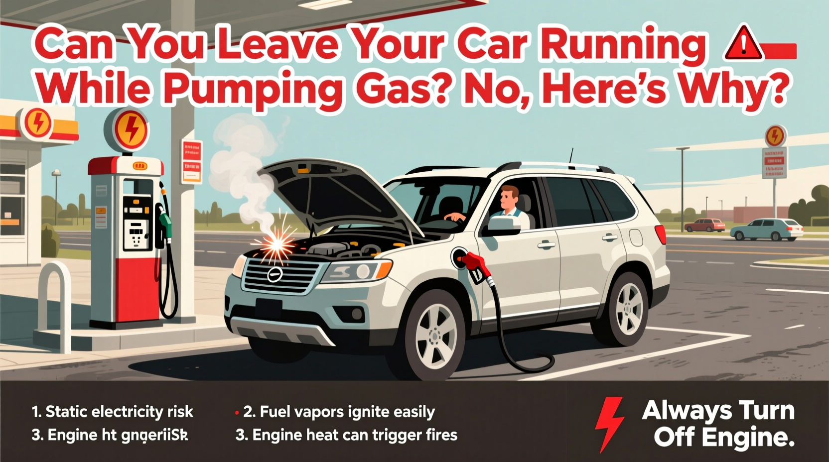 can you leave your car running while pumping gas