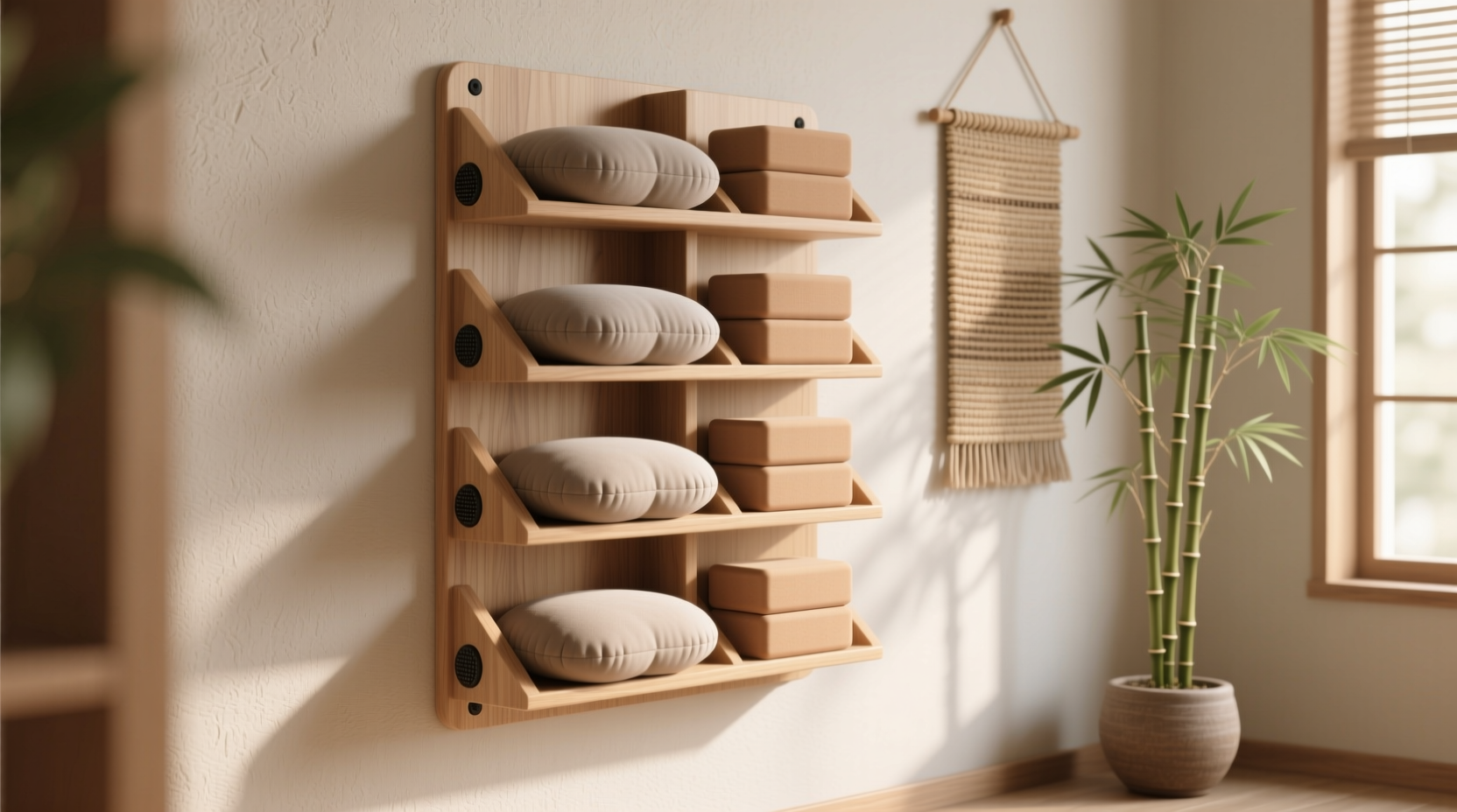 closet organization tips for yoga blocks meditation cushions