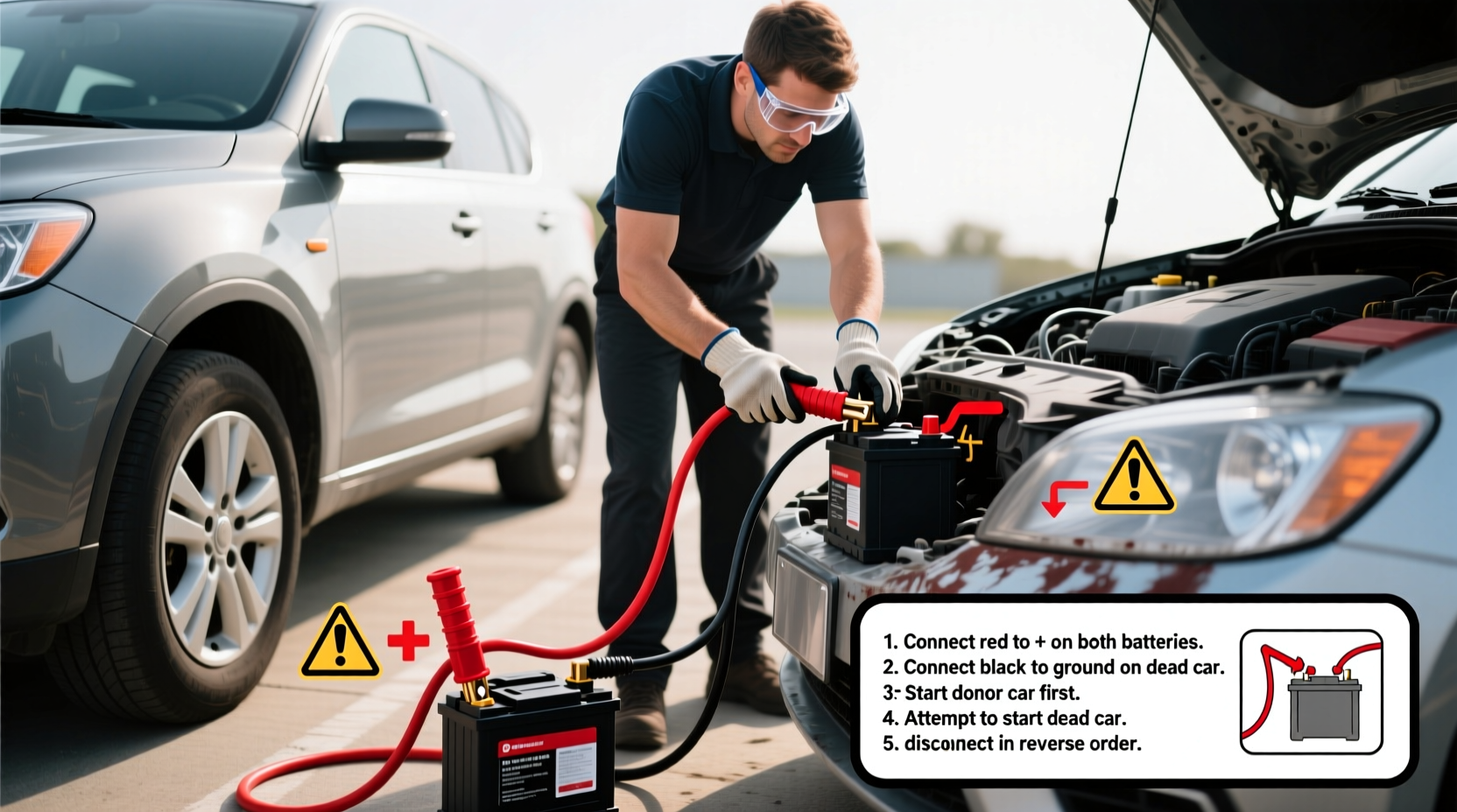 how to jumpstart a car safely without damaging the battery or electronics