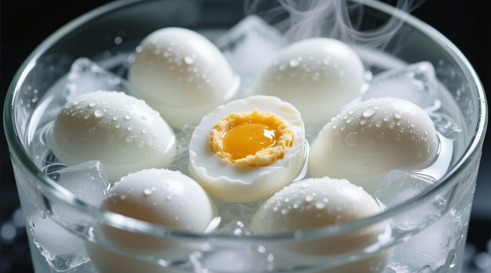 Perfect hard boiled eggs in ice bath