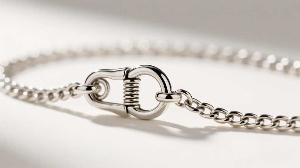 1.5mm sterling silver wheat chain through a heavy pendant bail, showing secure lobster clasp mechanics in bright studio light.