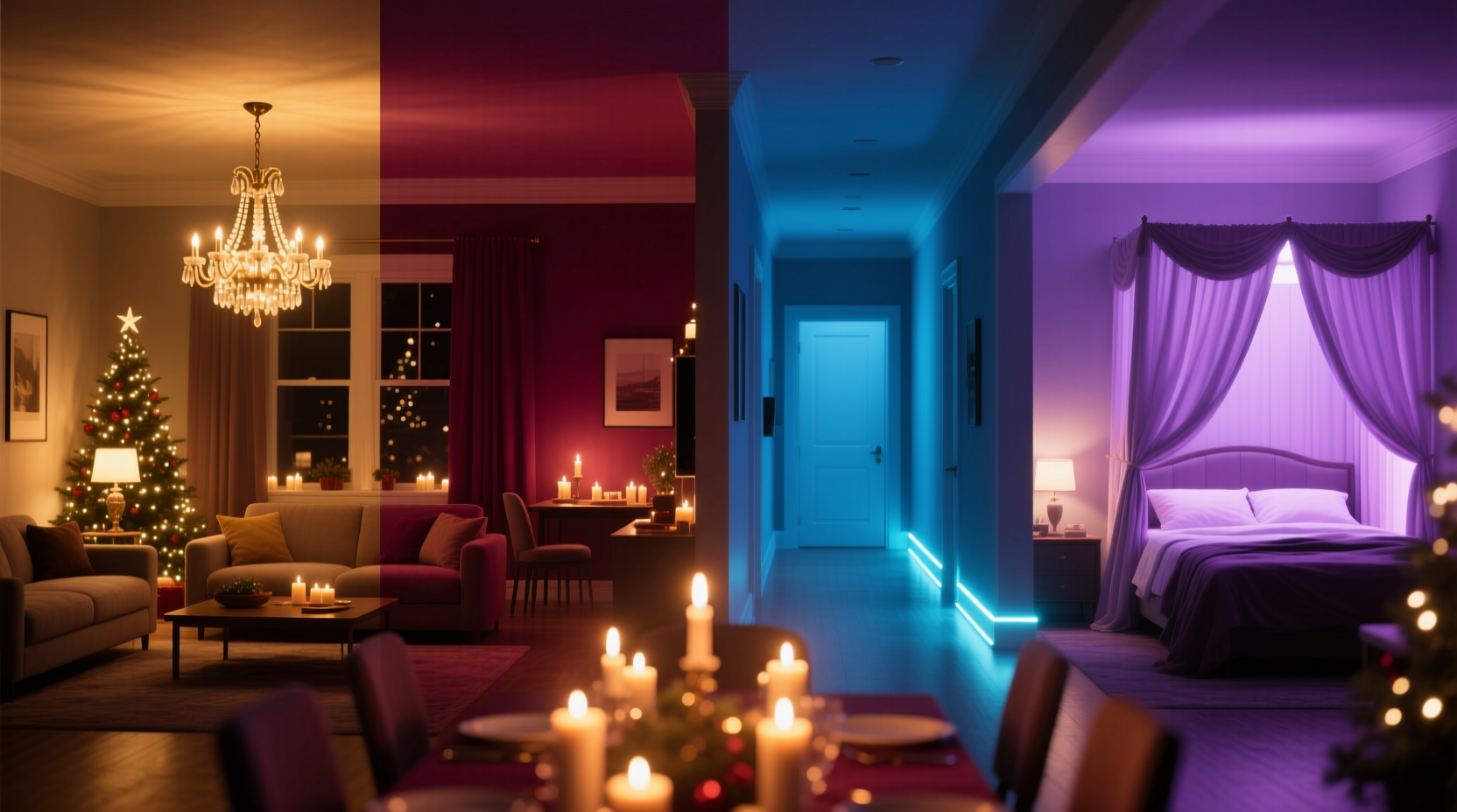 how to coordinate light timing across multiple rooms for cinematic holiday transitions