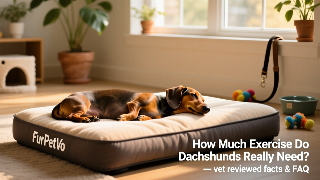 FurPetVo orthopedic bed with a relaxed dachshund resting comfortably, spine aligned