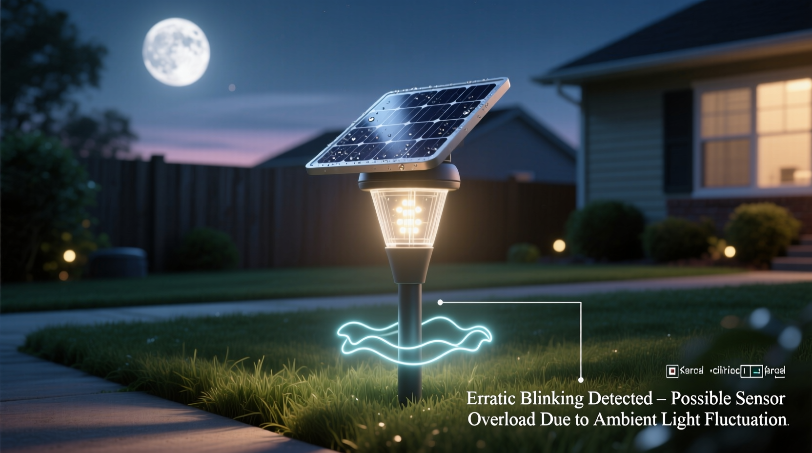 why do my solar lights blink erratically during full moon nights