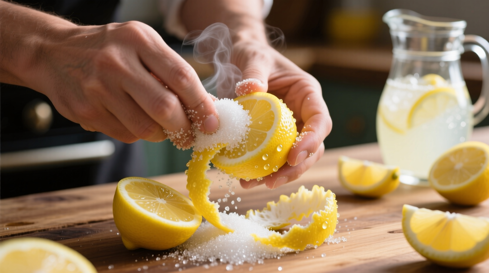 rub sugar into lemon skins for perfect lemonade