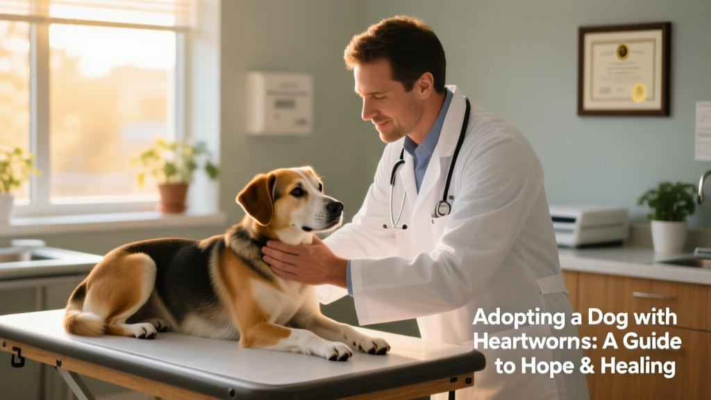 Veterinarian gently examining a calm dog during a routine checkup at a clinic