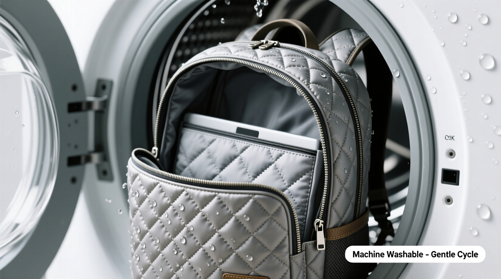how to wash a quilted laptop backpack safely