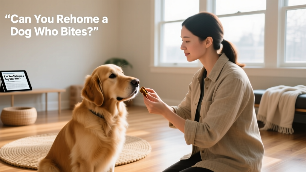 A calm, supervised training session between a dog and a certified behavior specialist using positive reinforcement techniques