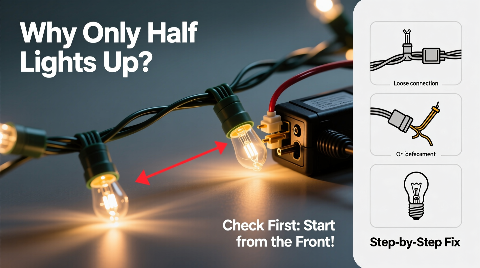 why does my light strand only half work and how to find the bad bulb fast